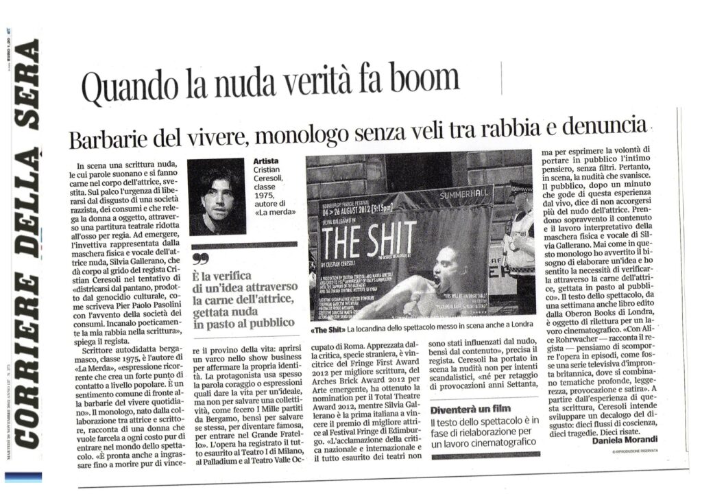 Corriere della Sera / La Merda: Quando la nuda verità fa boom